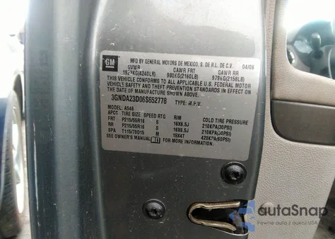 2006 Chevrolet Hhr Lt из США, поврежденный, VIN 3GNDA23D06S652778